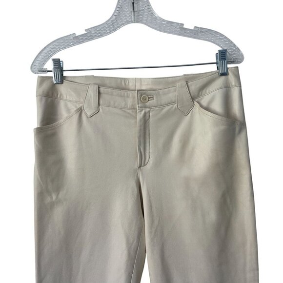 Vintage Ralph Lauren Collection Lambskin Leather Pants Size 10 Cream Union USA - Picture 4 of 12